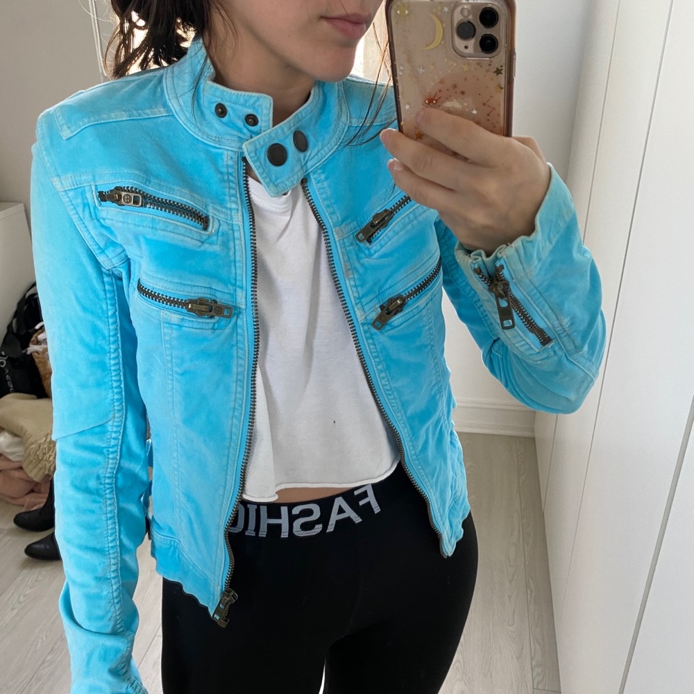 Turquoise velvet jacket
